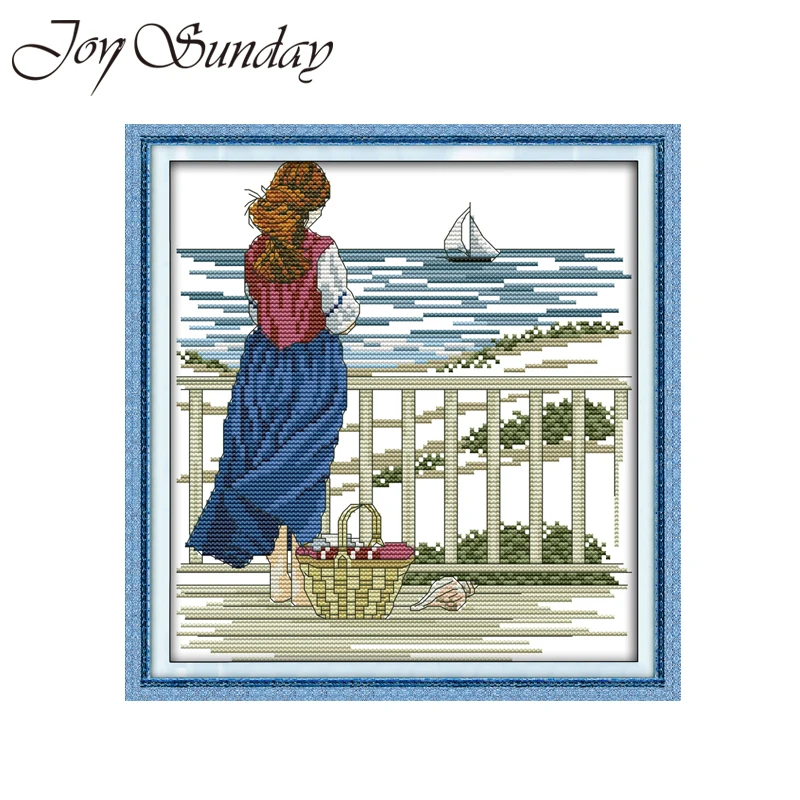 Вышивка крестиком Joy Suanday кружевная ткань с эффектом наблюдать за морем 14 11 карат