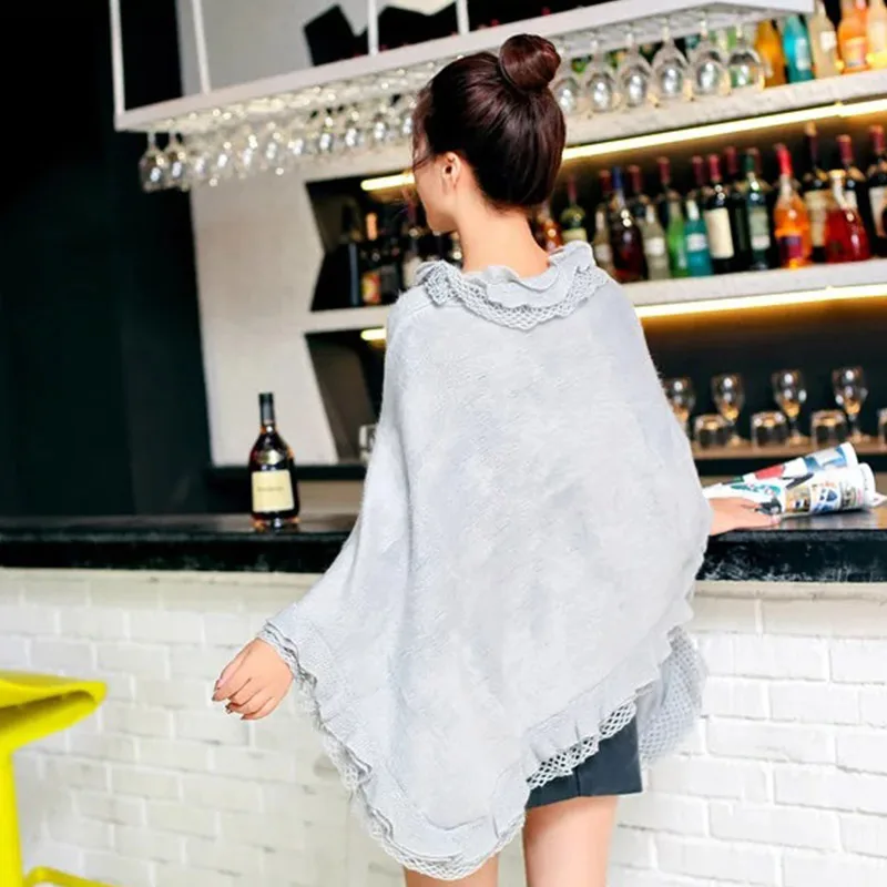 Fashion Women Batwing Sleeve Shawl Cloak Hem Loose Pullover Autumn Winter Blouse Poncho Cape Tops Echarpe Femme Hiver |