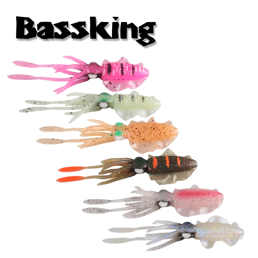 

BASSKING Мягкая приманка кальмар 10 см/искусственная приманка 15 см/16 г светящаяся/УФ Воблер для рыбалки искусственная приманка для рыбалки рыбол...