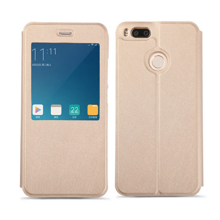 LANCASE умный чехол для Xiaomi mi A1 кожаный с окошком флип случай Redmi Примечание 4 4X