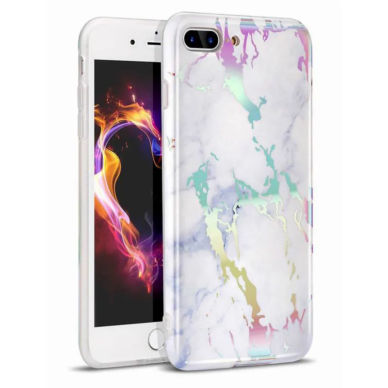 Голографический Роскошный Мраморный чехол для телефона Apple iphone 7 plus 8 Plus TPU мягкий |