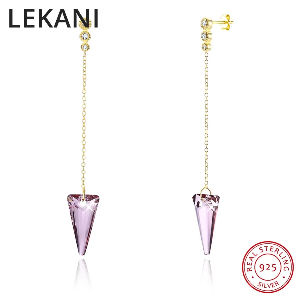 Женские Висячие серьги LEKANI вечерние золотого цвета с кристаллами Сваровски