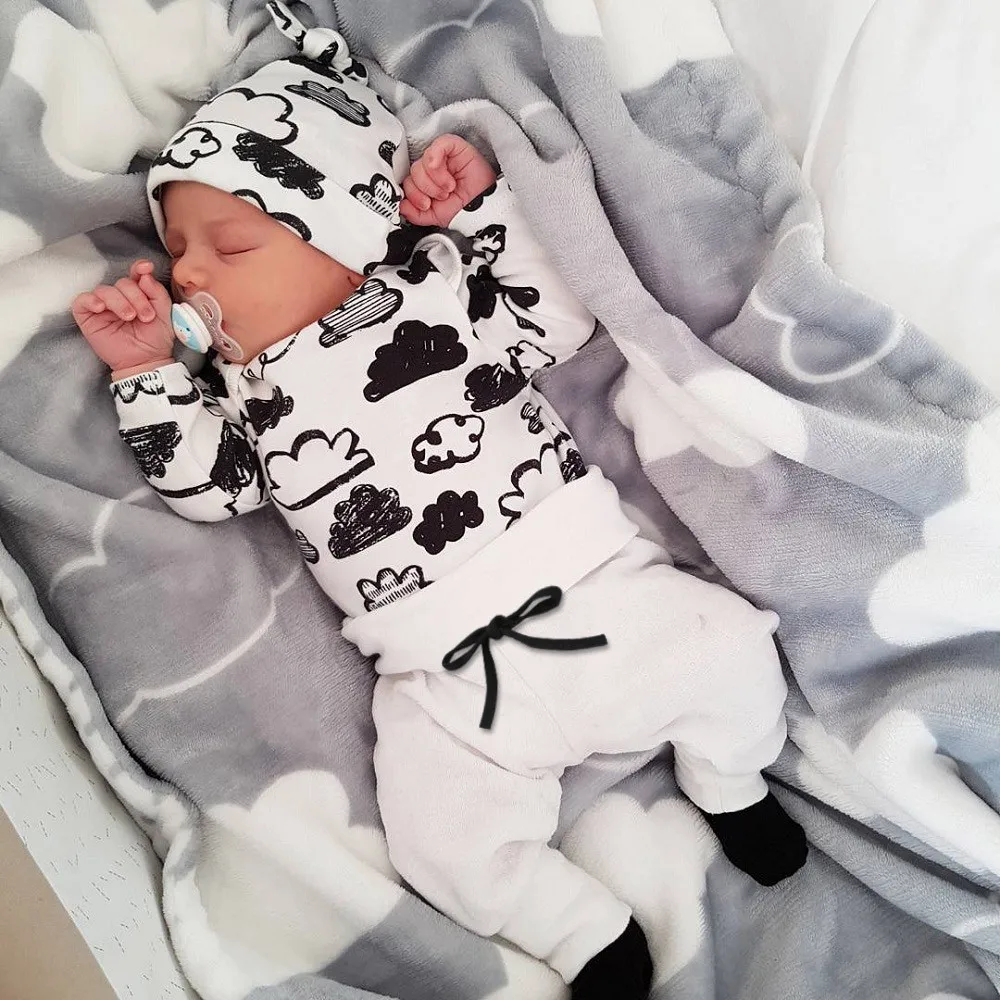 Infant clothes vetement fille girl baby clothing Cloud Print T Shirt Tops+Pants boy first birthday outfit Clothes Set girls | Детская