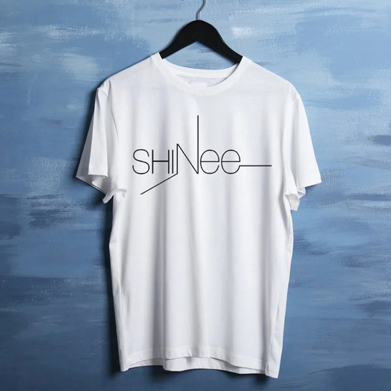 Белый Kpop Merch Shinee World T-Shirt Women Casual Members Jonghyun Shinee Logo T Shirt Seoul Harajuku O Neck T Shirts - Цвет: Белый