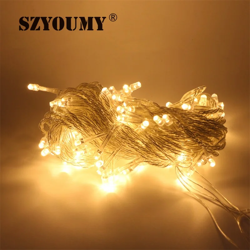 

SZYOUMY 20PCS String Light 100 LEDs 10M Christmas Party Decoration Lights AC 110V 220V outdoor Waterproof Led Lamp 9 Colors