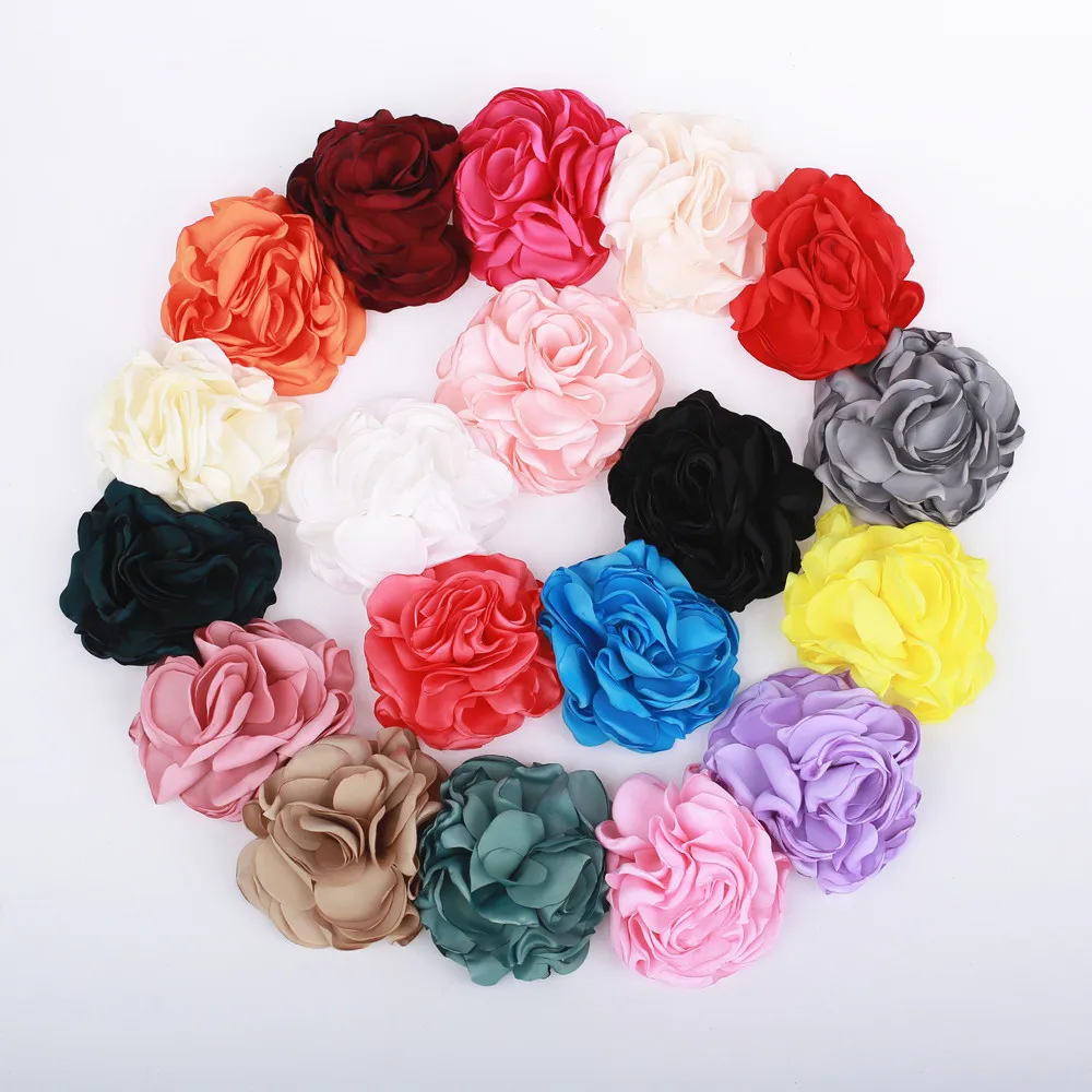 

10pcs/lot 3.2" Multi Layered Burned Satin Rose Flowers For Diy Baby Infant Headband Hair Clips Fabric Flower Hair Accessories
