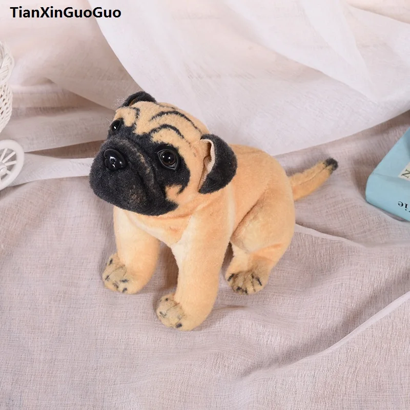 Имитация собаки около 30 см сидя на корточках мопс плюшевая игрушка мягкая кукла