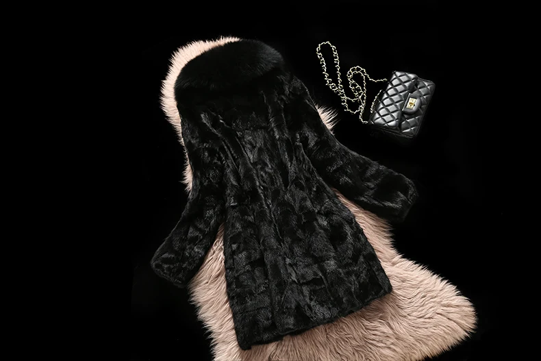 2017 Роскошные Подлинная Фокс меховой воротник пальто дамы реального норки Мех