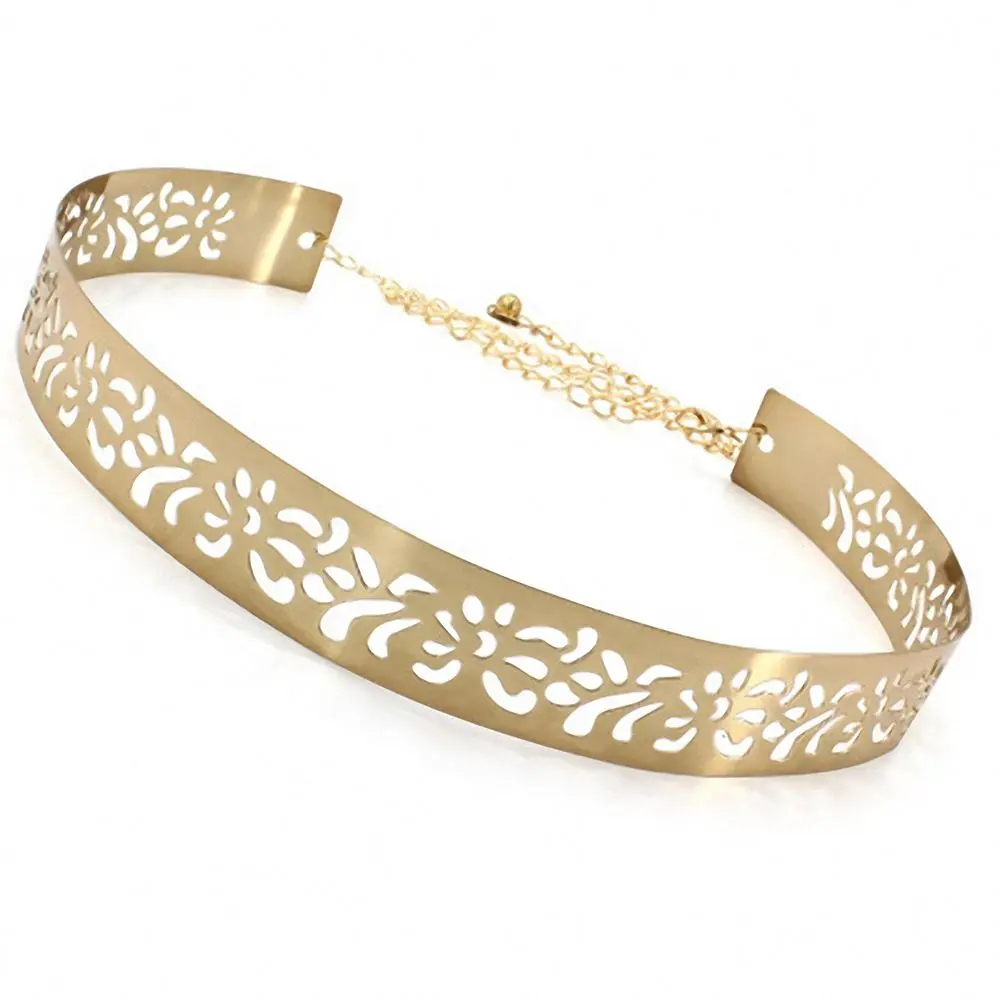 Women Vintage Waist Belts Metal Sequin Hollow Western Waistband for Girls Gold Wild Chain Belts Dress Overcoat Decor Fashion New