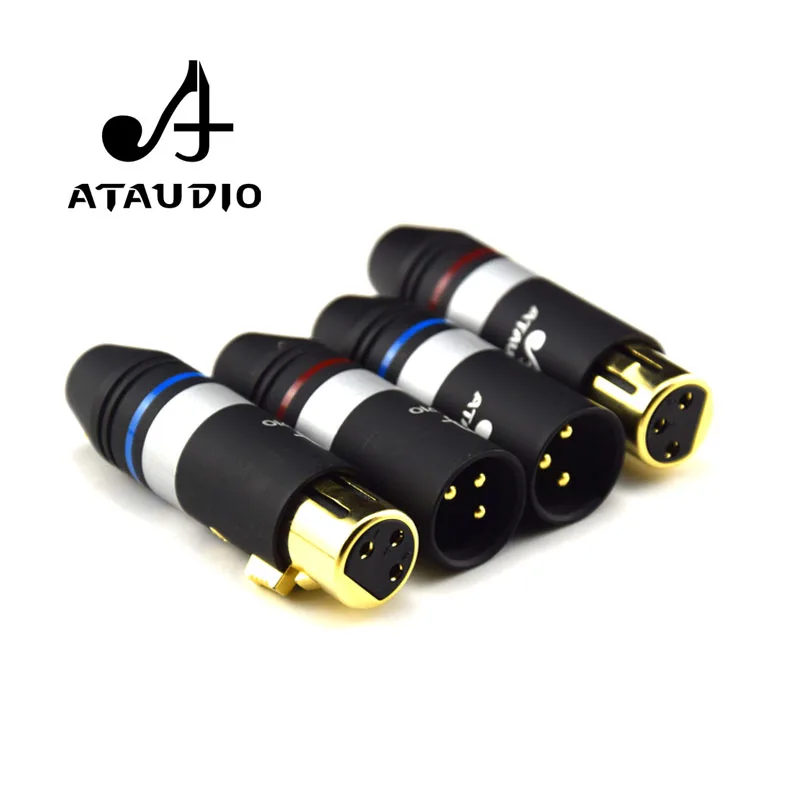 Позолоченный Hi Fi разъем ATAUDIO XLR штекер и гнездо end 3 контактный для самостоятельной