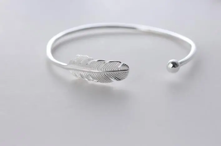 Браслет женский с серебряным покрытием регулируемый открытым листом 2020|leaf