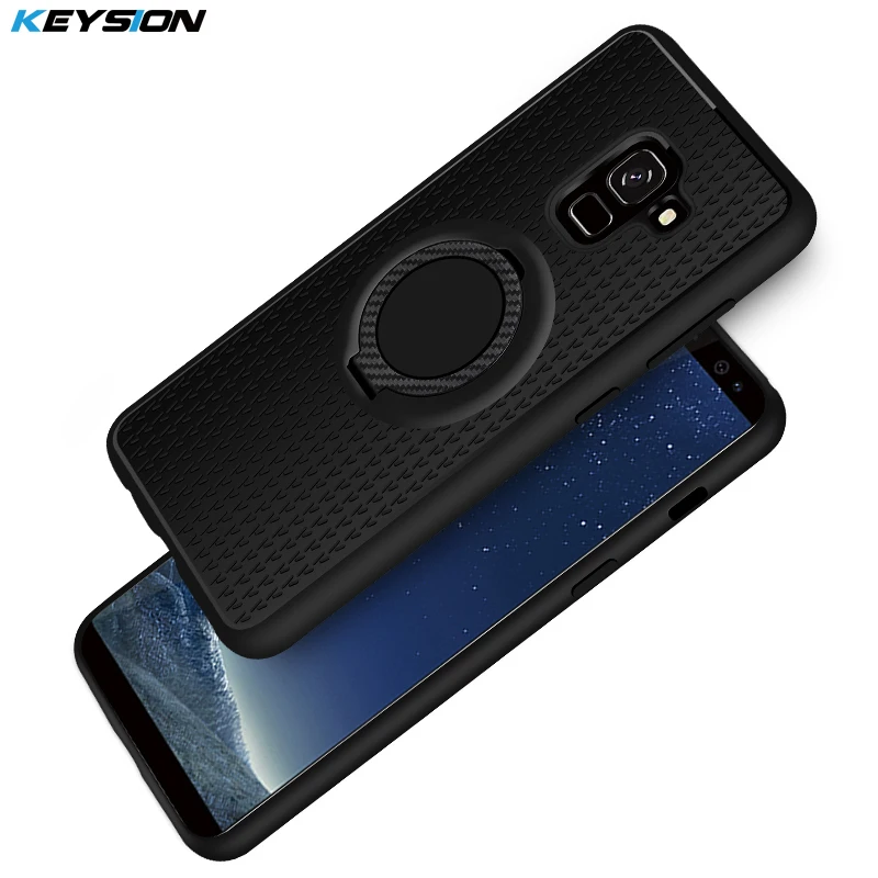 KEYSION чехол для Samsung A8(2018) Автомобильный Магнитный присоска кронштейн кольцо ТПУ