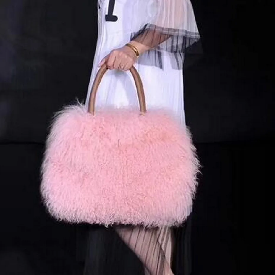 Женская сумка из натурального меха ягненка 2018|bag netbook|bagged coalhandbags cross body bags |