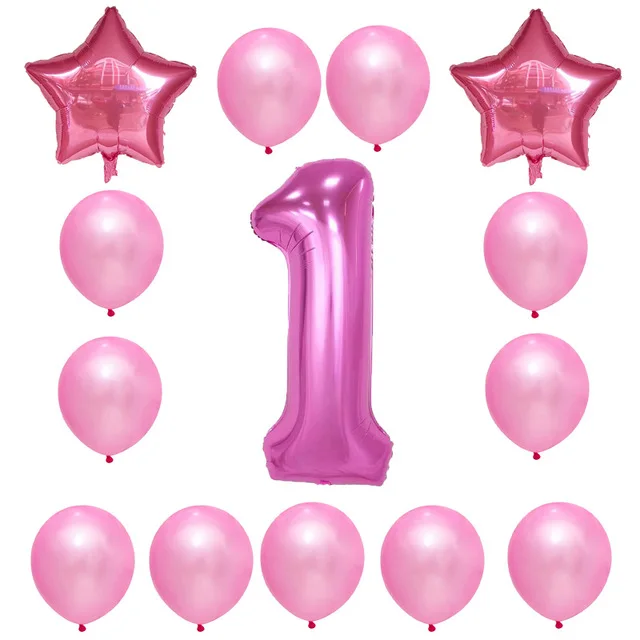pink 14 шт. 40 дюймов синие розовые воздушные шарики в виде цифр 1 2 3 4 5st День рождения украшения звезда гелий 1" Латексные Шары Поставки воздушные шары - Цвет: pink