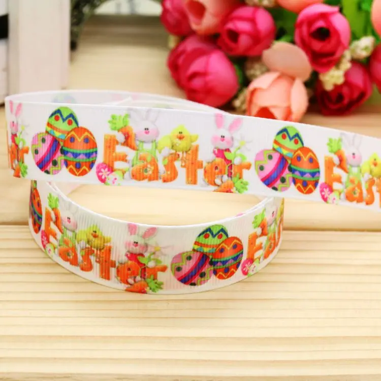 

7/8inch Free Shipping Easter Printed Grosgrain Ribbon material Headwear Party Decoration Diy Wholesale Craft 22mm P5037