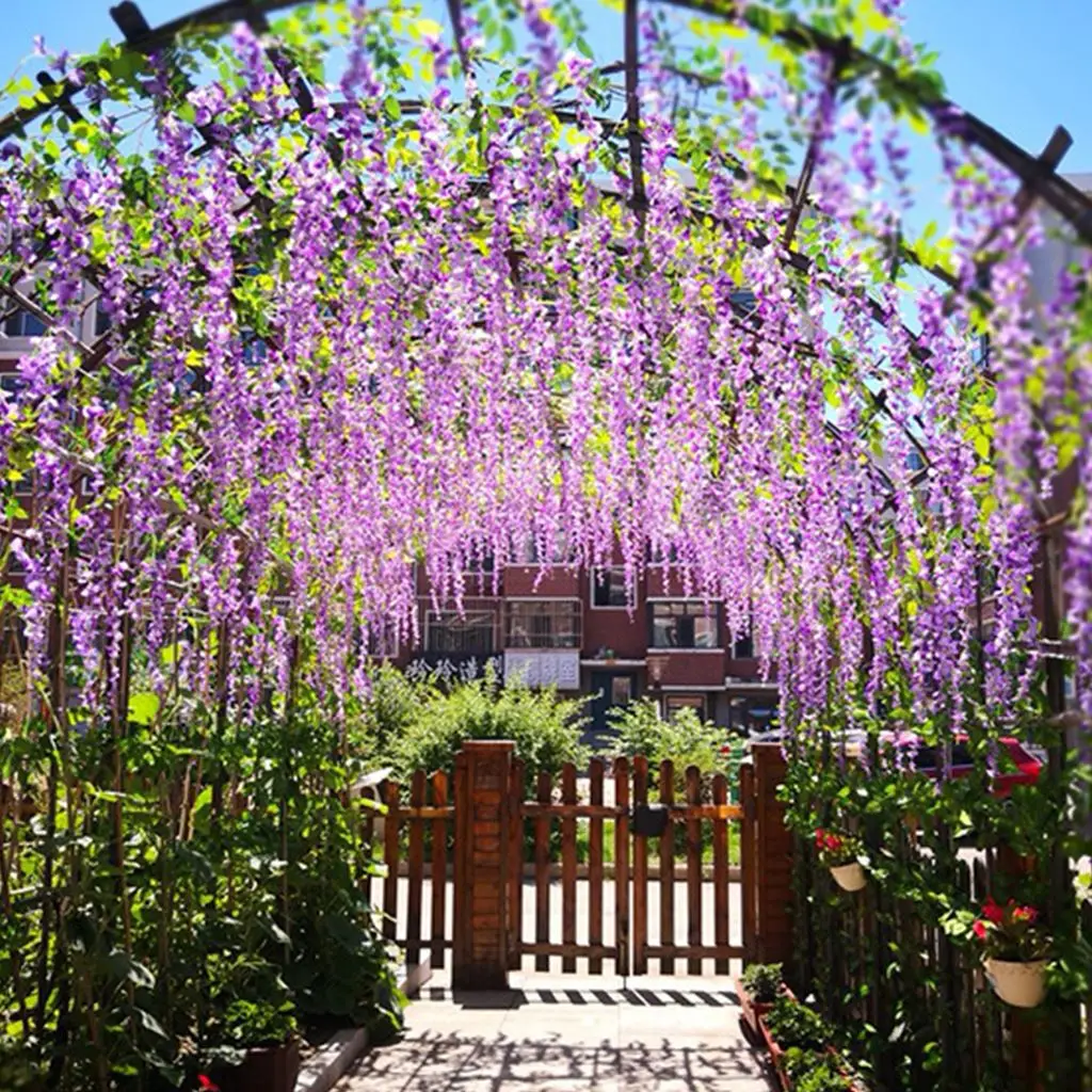 

12pcs/Set Wedding Decor Artificial Silk Wisteria Flower Vines Hanging Rattan Bride Flowers Garland For Home Garden Hotel Decor