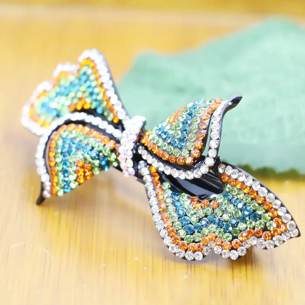 Женская заколка для волос с бантом и кристаллами 33 х87 мм|hairpin hair|hair accessories crystalcrystal