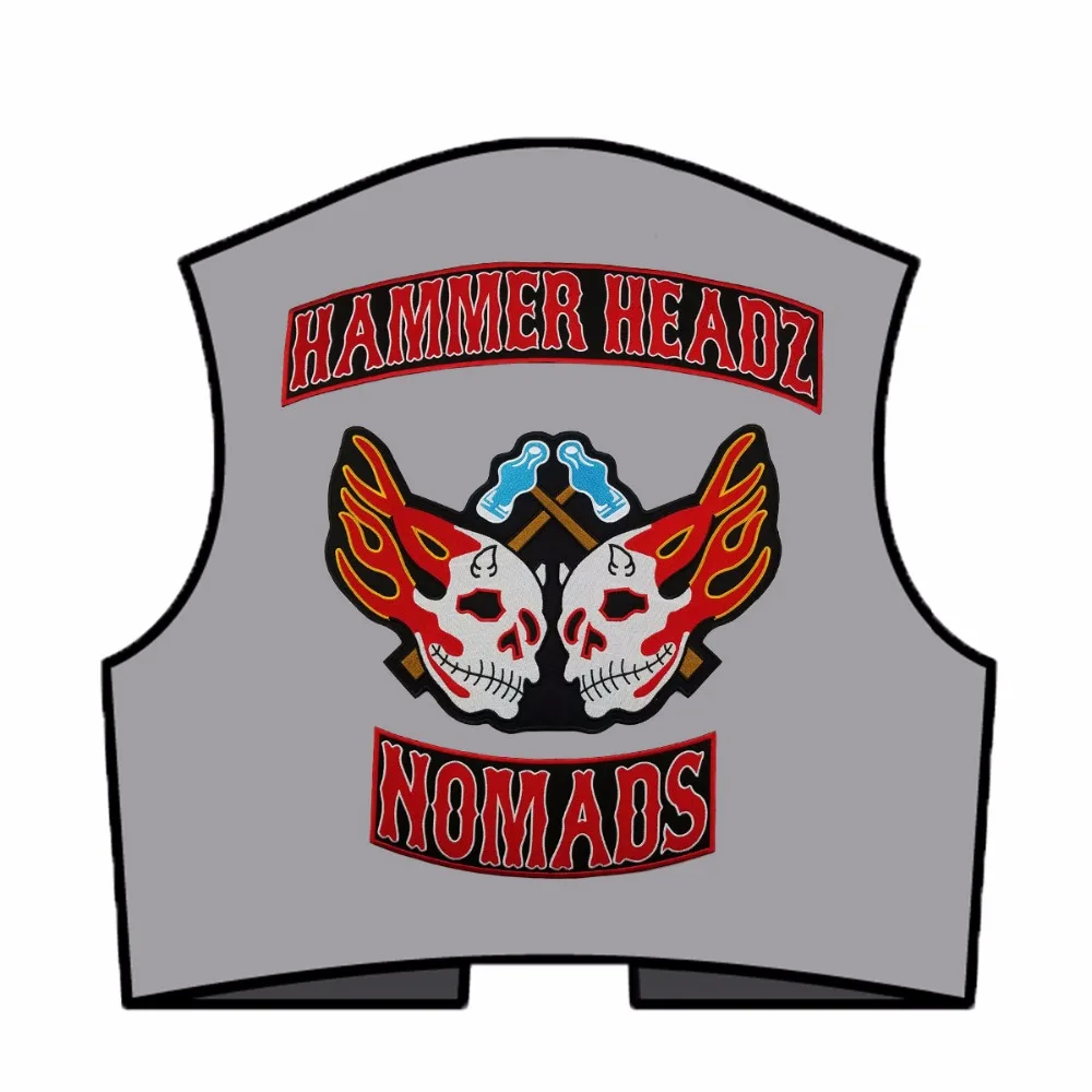 Черная саржевая ткань с вышивкой HAMMER HEADZ 1% HFFH термоклейкая куртка полноразмерная
