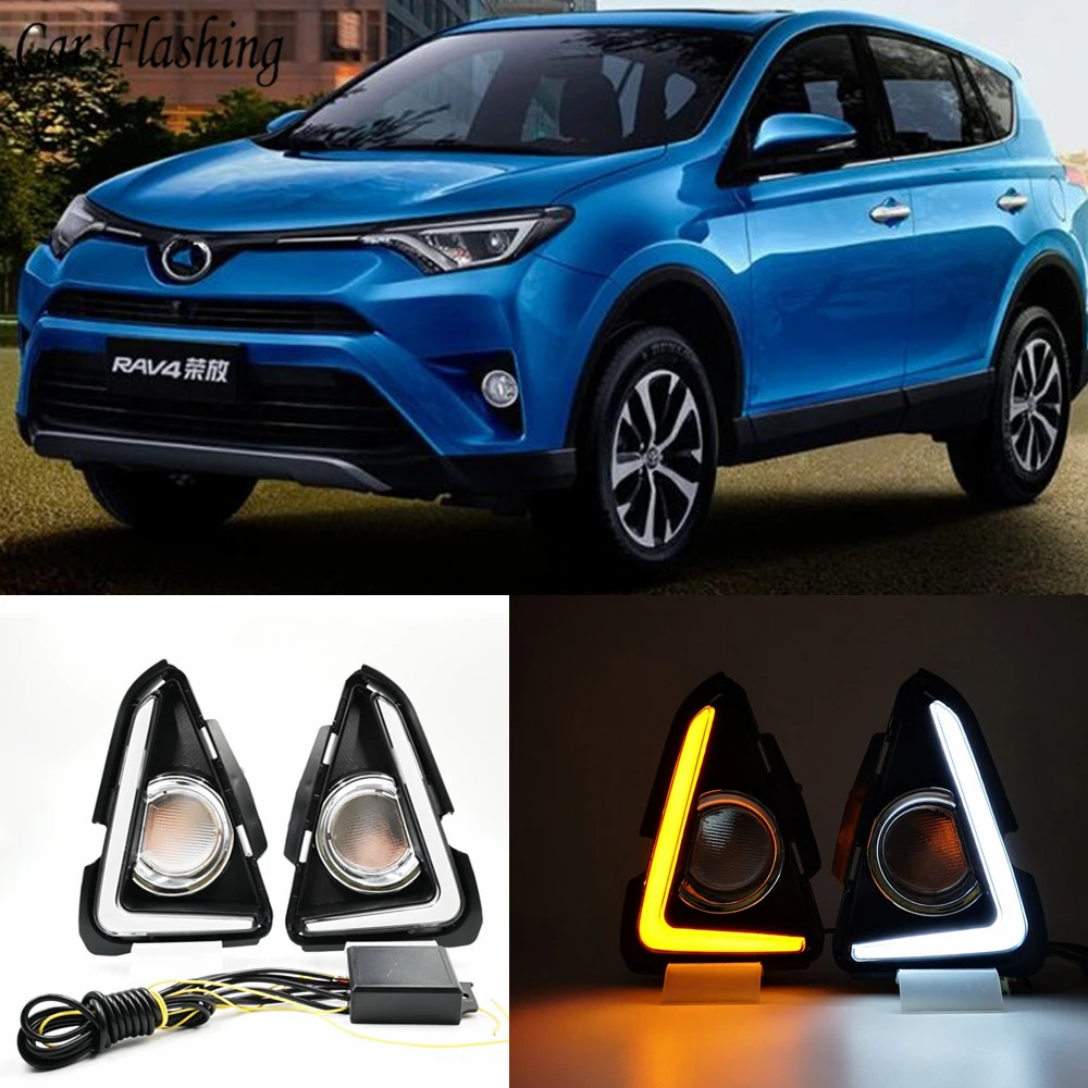 2 шт. для Toyota RAV4 2016 2017 2018 автомобильные светодиодный ные дневные ходовые огни DRL с