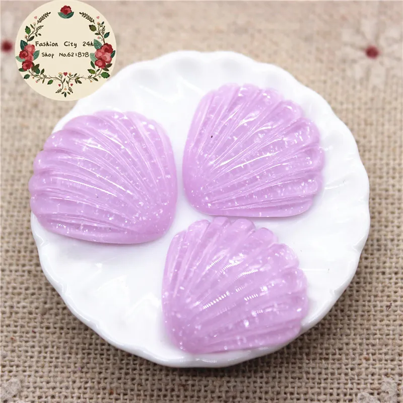20 шт. каваи смолы блестки Seashell миниатюрный арт Flatback Кабошон DIY декоративное