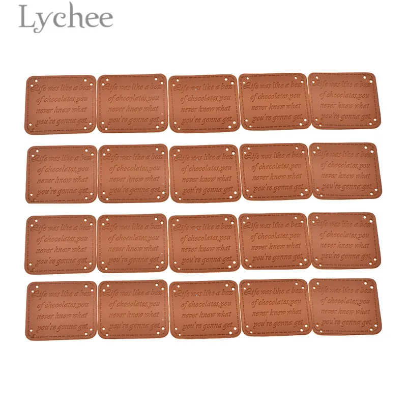 Lychee Life 20 шт. винтажные этикетки ручной работы из искусственной кожи коричневые - Фото №1