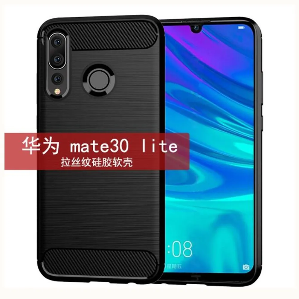 Чехол из углеродного волокна для Huawei Mate 30 Lite резиновый силиконовый чехол