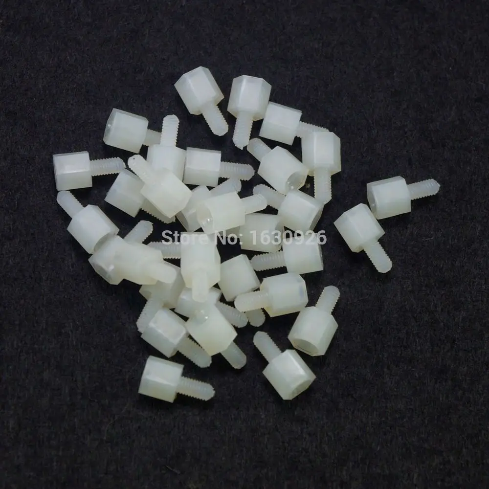 

Free shipping 100 pieces Metric M4*20+6mm Hexagon Nylon Threaded Spacers Free shipping