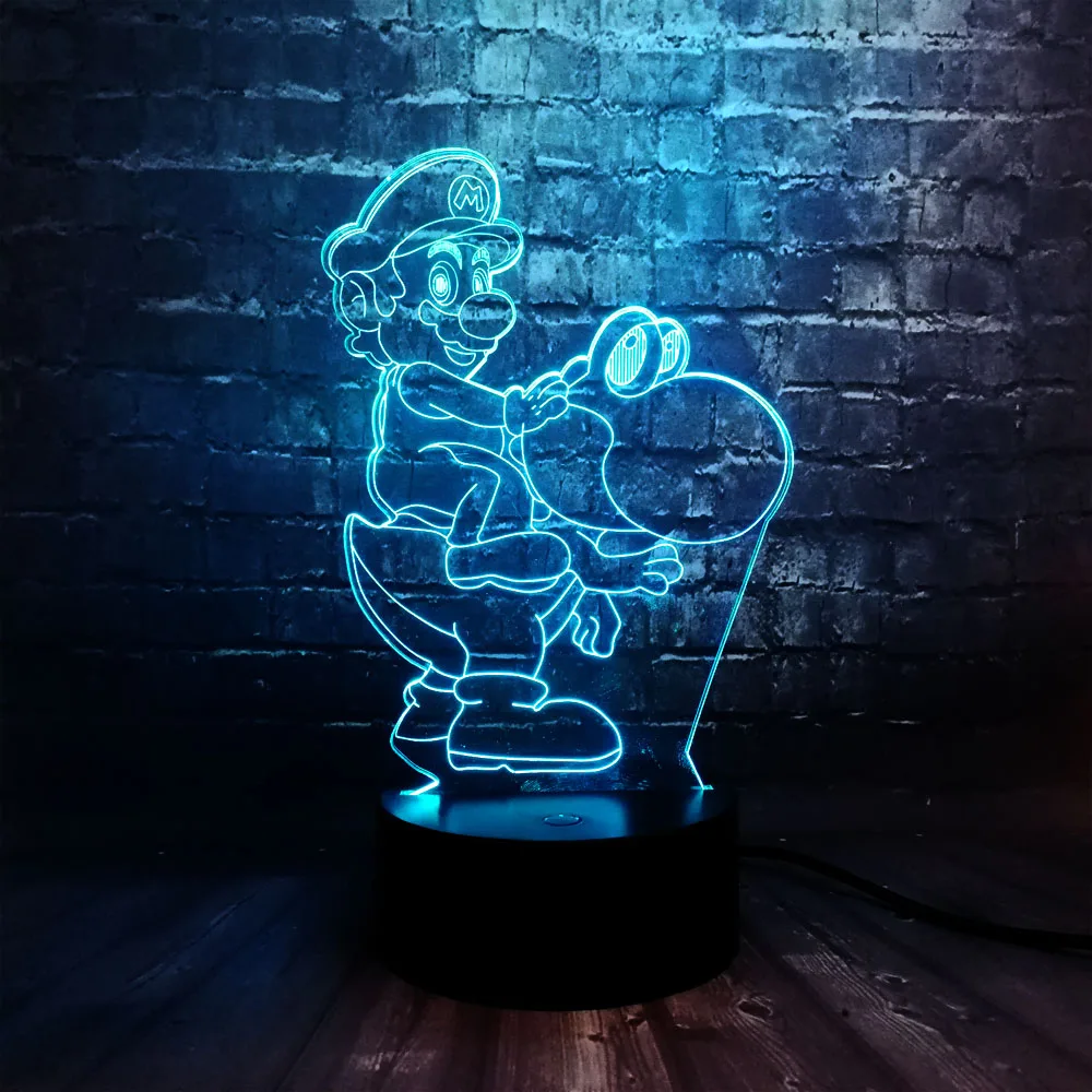 Дропшиппинг игра милый Марио мультфильм LED 7 цветов USB зарядка акриловый Декор для