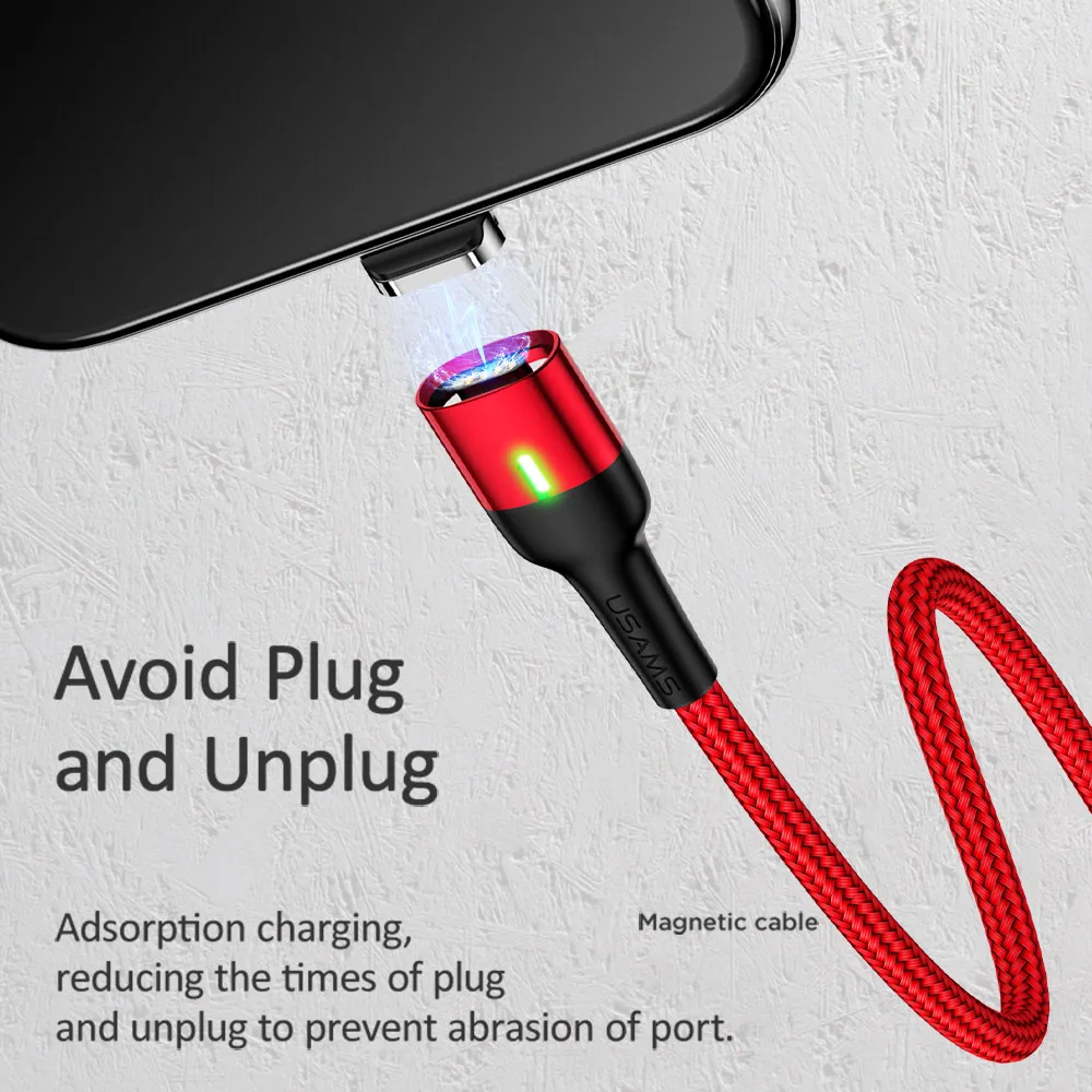USAMS Магнитный кабель для iphone Huawei micro usb быстрая зарядка магнит USB передачи данных
