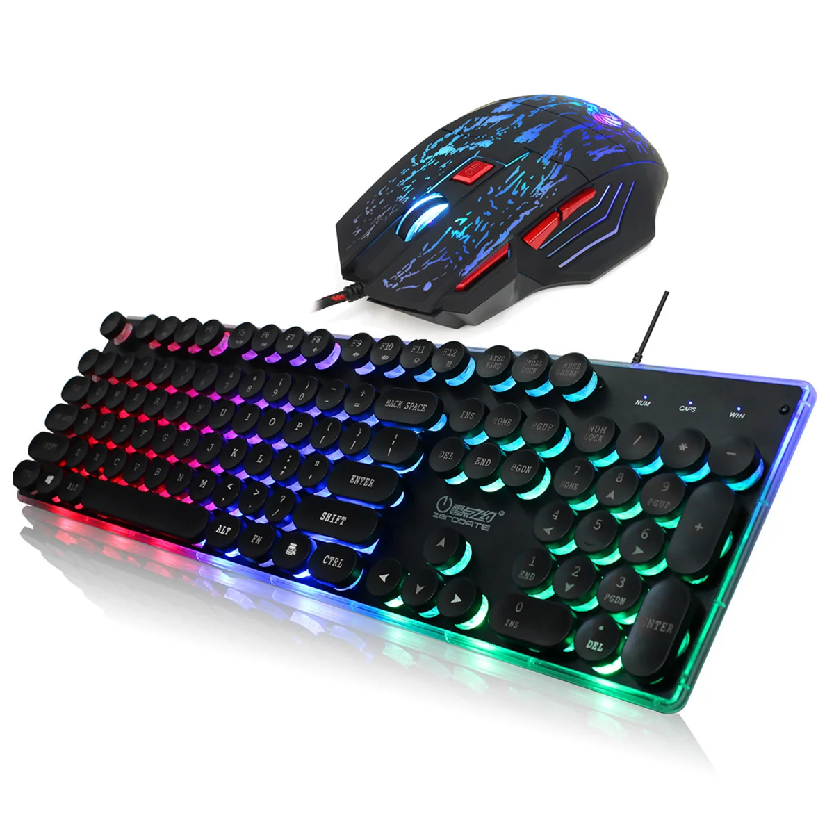 J40 английский Gaming Keyboard красочные Радуга Водонепроницаемый Подсветка USB проводной набор с клавиатурой и мышью Комплект 7 цветов игровая мышка со светодиодной подсветкой