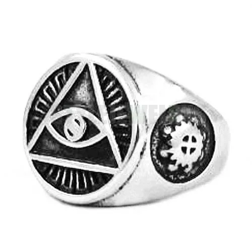 Кольцо символ пирамиды из нержавеющей стали серебристого и золотистого цвета|biker