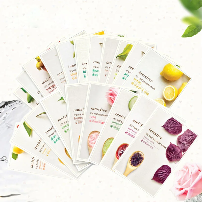 Henna 6PCS/Lot It's Real Squeeze Mask Moisturizing Sheet Anti-Aging Smooth Skin Innisfree Korea Cosmetics Facial |