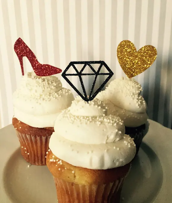 

glitter hem night cupcake Toppers baby birthday shower Bachelorette party cake decorations food picks