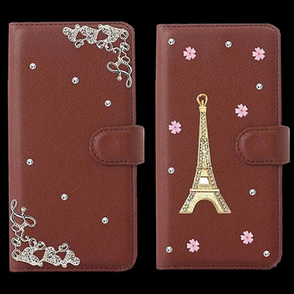 Дворец Цветок Башня Дизайн Алмаз PU Кожаный Чехол Для Asus Zenfone 3 s Max ZC521TL Case Флип