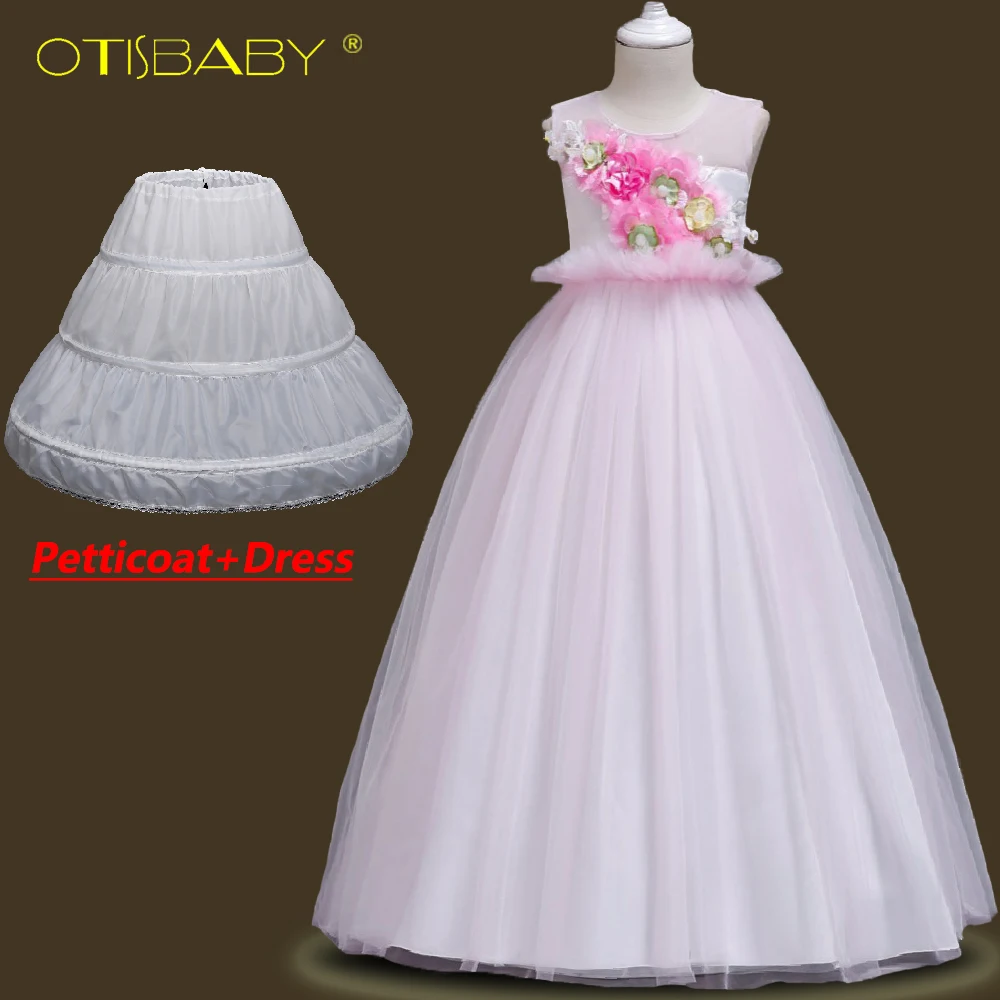 Formal Kids Floral Dresses for Girls Evening Gowns Mesh Wedding Party Ceremony Dress Child Teenage Clothing Elegant Girl Clothes | Детская