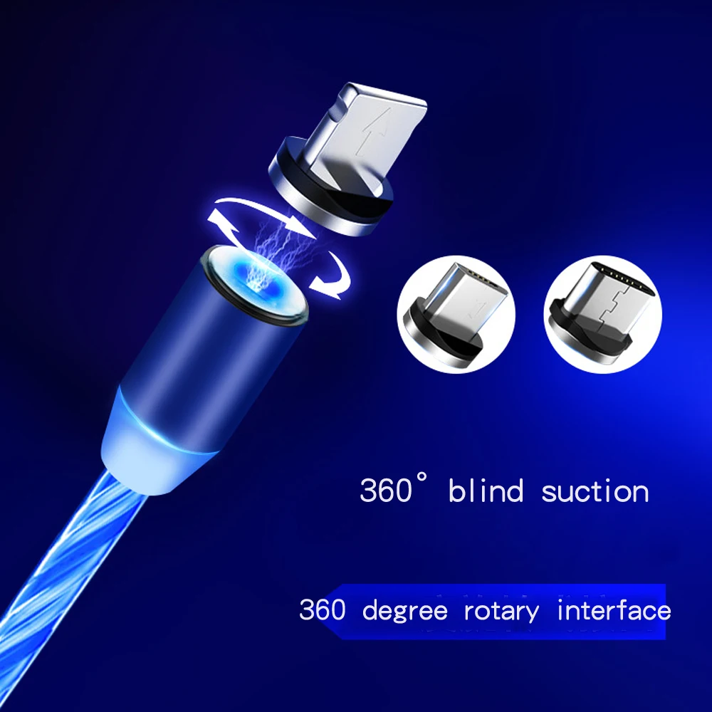 Магнитная Зарядка через usb кабель светодиодный освещение Тип C Micro USB 8 контактный