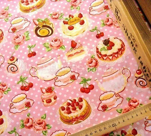 140* 50cm1pc торт Fabric100% хлопок ткань Лоскутная Ткань с рисунком торта ткань материал для шитья «сделай сам» платье для девочек Костюмы квилтинга