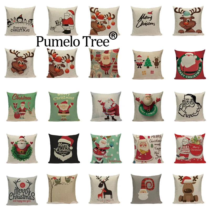 Рождественская наволочка из льна и хлопка квадратная Женская рождественская