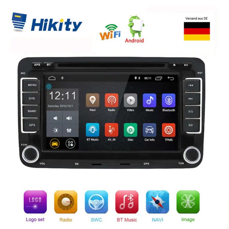 Hikity автомобильный мультимедийный плеер Android 2 Din Автомобильный Радио gps-навигация, радио, стерео плеер для Volkswagen/VW/Passat/POLO/GOLF