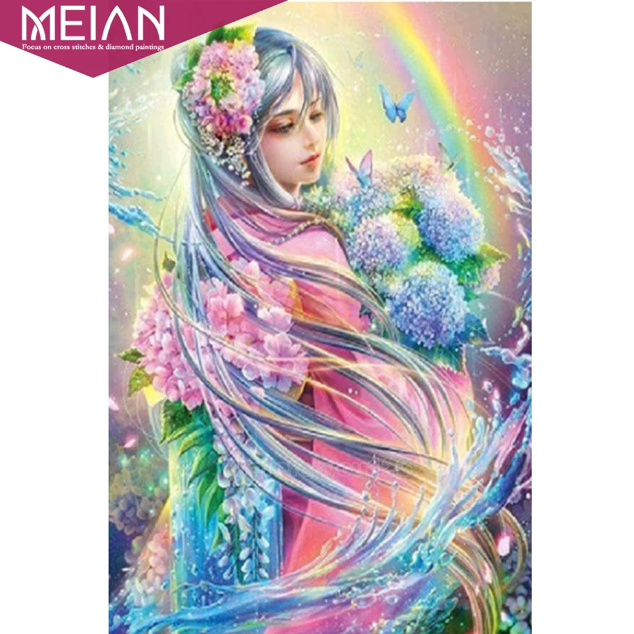 Meian "beauty" 3D Алмазная вышивка 5D DIY Алмазная Картина Вышивка крестом картина из смолы полная круглая Алмазная мозаика домашний декор