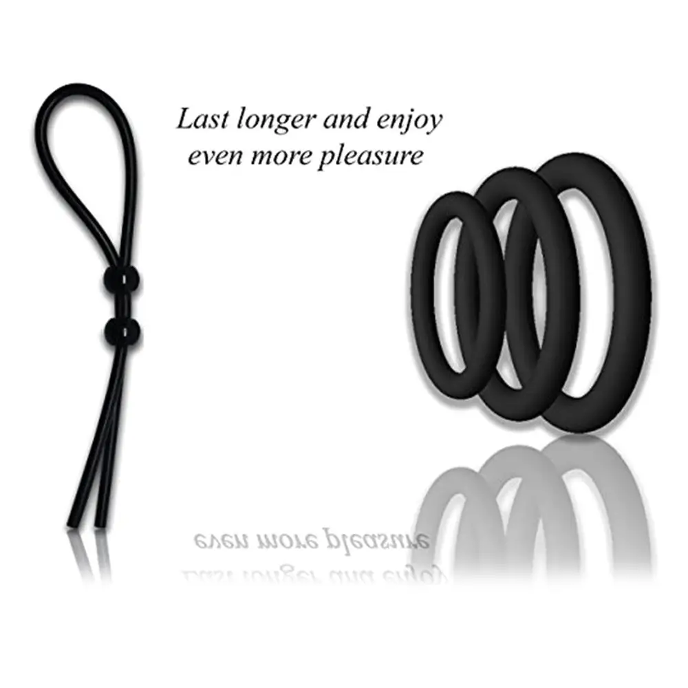 Набор из 4 колец для пениса-3 кольца и 1 регулируемая петля пениса-улучшающая
