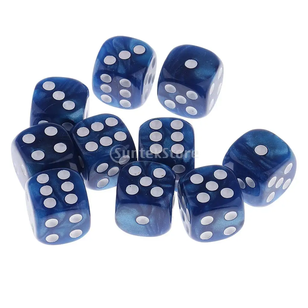 10 Pieces 6-sided Die Pearlized Spot Dice D6 for Party Pub Casino Supplies Table Game Props DIY 1.6cm | Спорт и развлечения