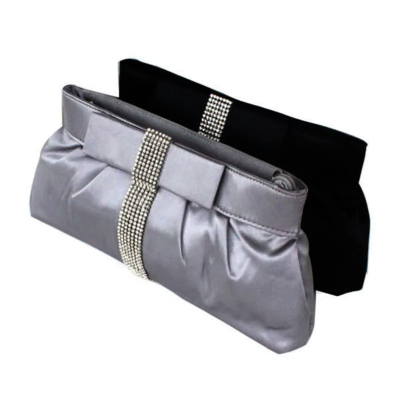Шелковые плиссированные вечерние женские сумки со стразами на молнии модные