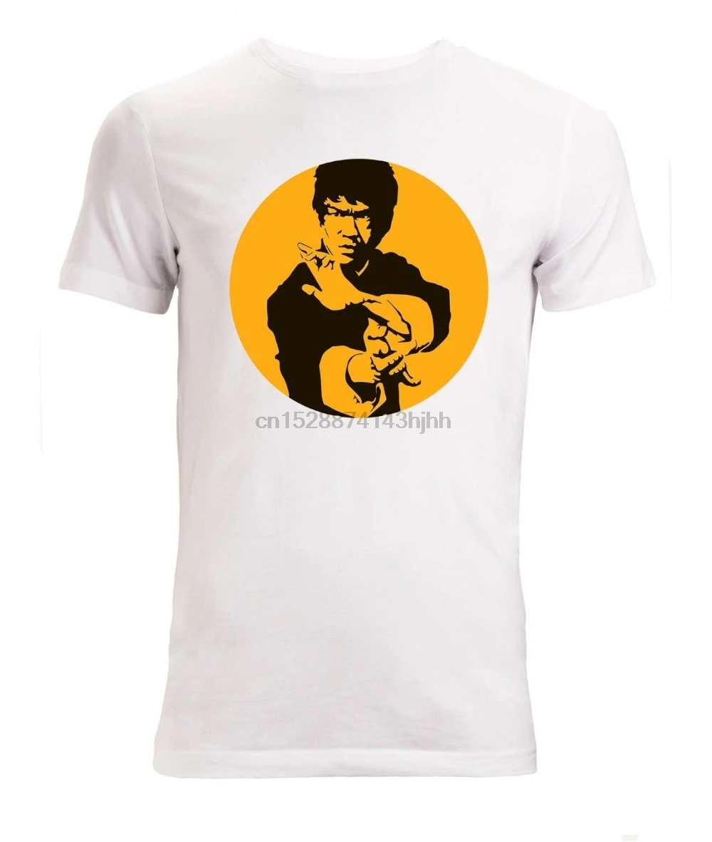 Брюс Ли Кунг Фу арт желтый логотип мужская белая футболка Размеры S-XXL2018 модный