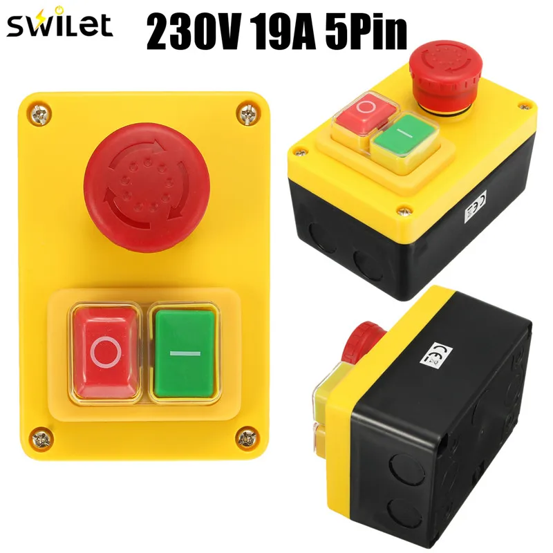 Новинка, 1 шт., 230 В, 16А, 5 Pin, NVR, Аварийная остановка, кнопочный переключатель, переключатель остановки/запуска двигателя, лучшее качество