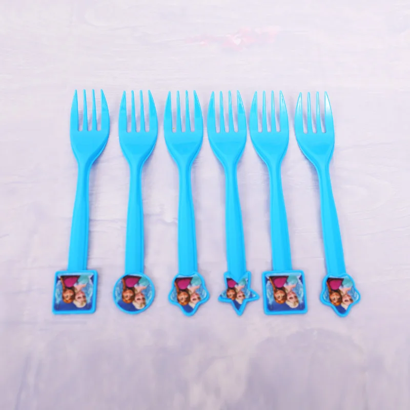 6pcs Fork Вечерние украшения в стиле принцессы Эльзы из мультфильма «Холодное сердце», вечерние украшения, соломинки, подарок на день рождения, украшения для детей - Цвет: 6pcs Fork