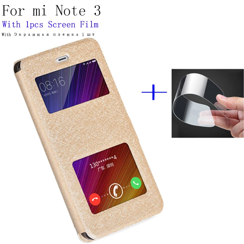 Роскошный чехол для телефона Xiaomi Mi Note 3 открытое окно PU кожаный флип-кейс задняя