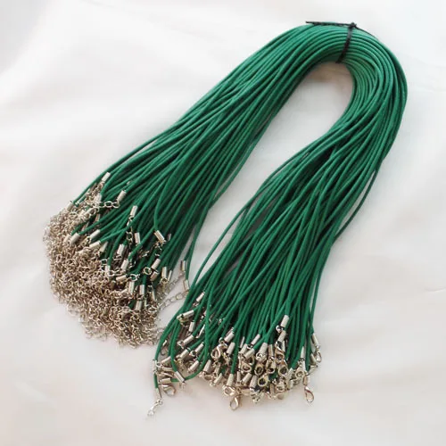 Бесплатная доставка 30 нитей/партия оптом зеленый 2 мм Натуральная кожа ожерелье