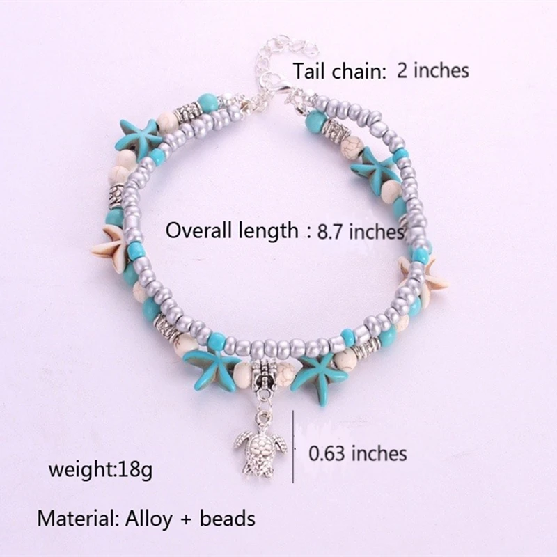 Elegant Bohemia Multi/Single Layer Sea Star Anklets Boho Girls Turtle Pendent Anklet Handmade Foot Chain Women Ankle | Украшения и