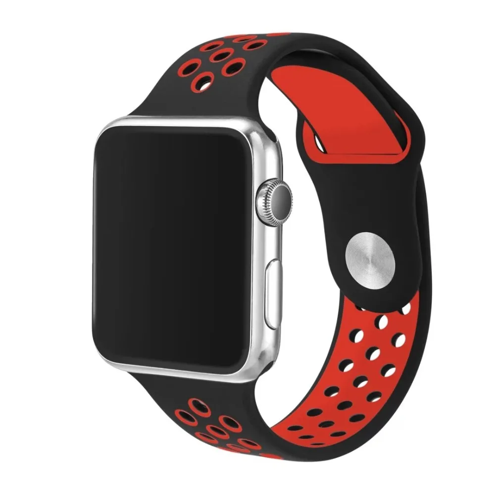 Black Red Брендовый резиновый ремень для apple watch, легкий светильник, гибкий дышащий силиконовый ремешок для iWatch, спортивный ремешок, официальный цвет - Цвет ремешка: Black Red